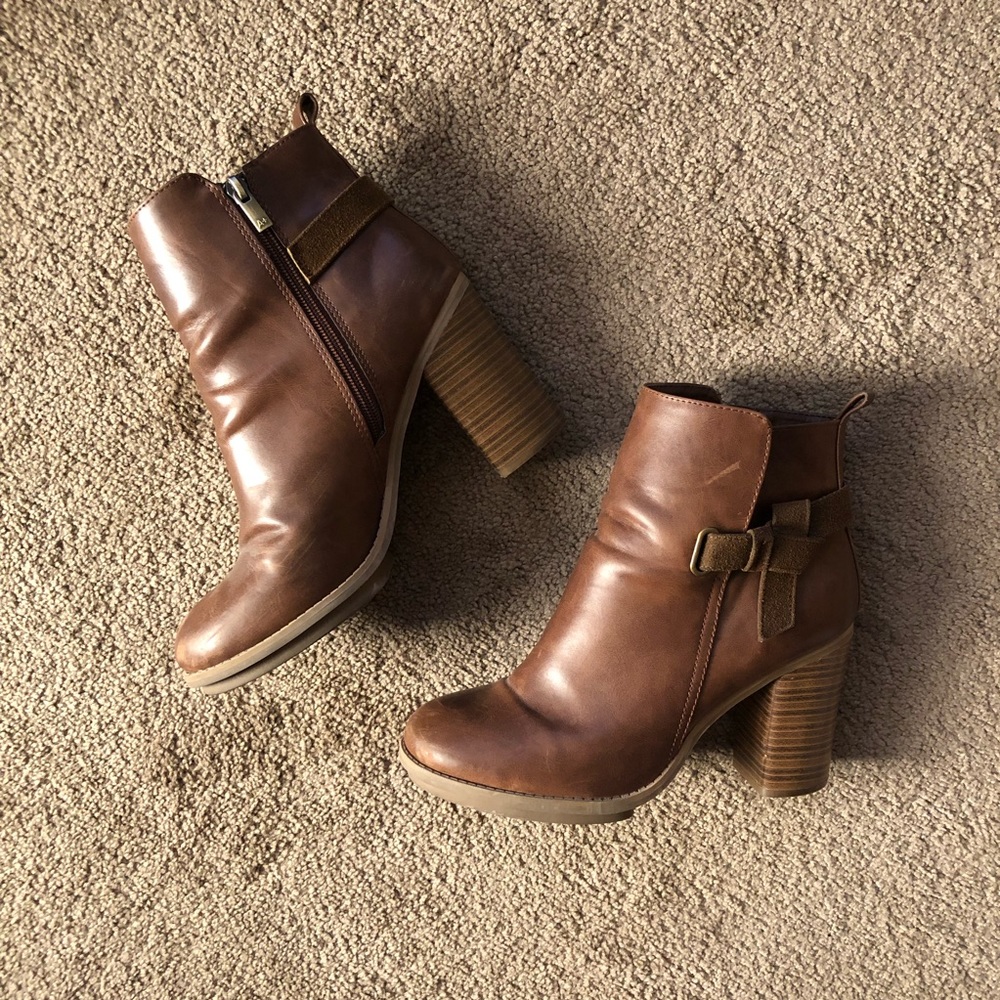 Brown Zip-Up Ankle Boots